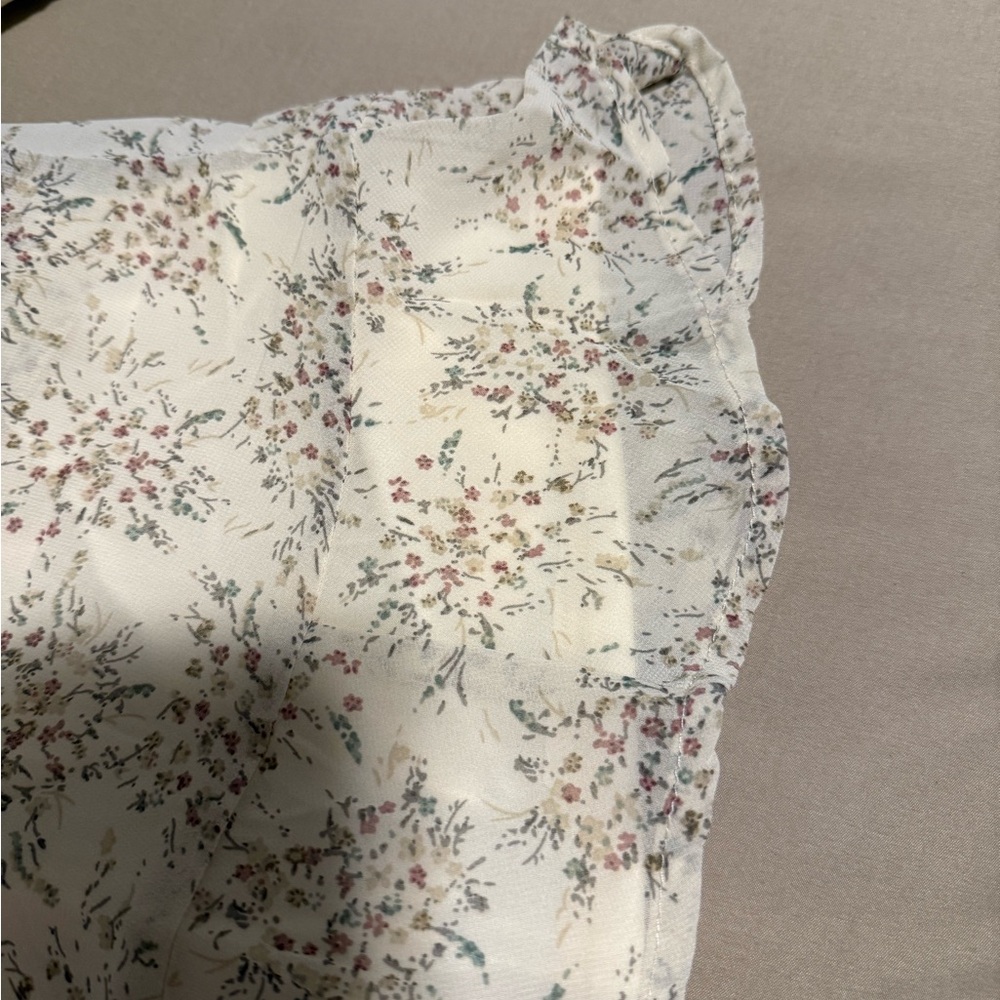 Cream Floral Print Long Sleeve‎ Mini Dress size M - Picture 15 of 16